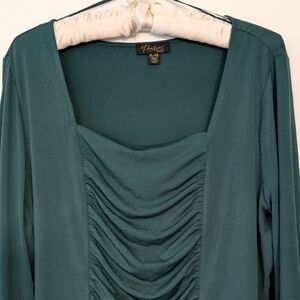Thalia Sodi Womens Runched Top emerald green XL